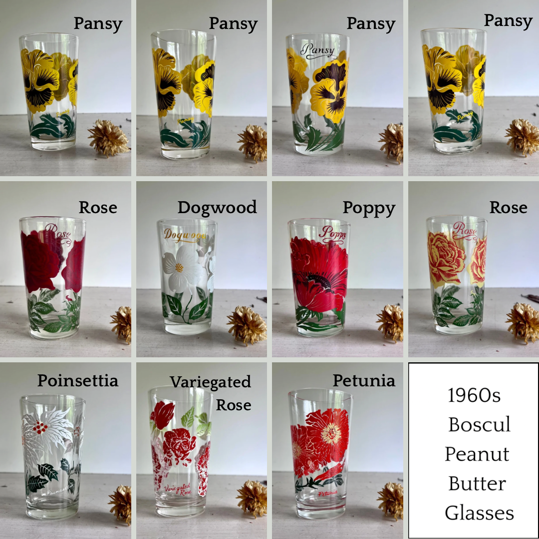 Set of Eleven Mid Century 1950s Boscul Peanut Butter Glasses