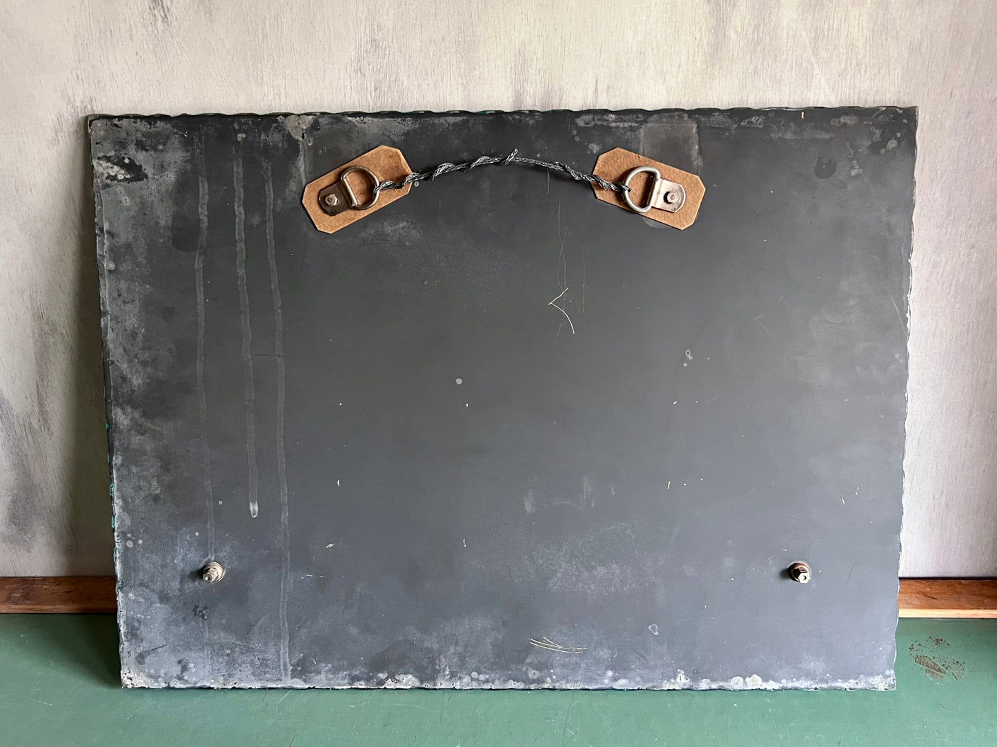 Vintage Piecrust Scalloped Edge Wall Mirror with Attached Shelf