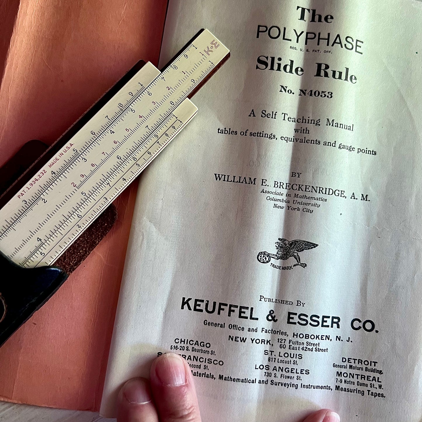 Keuffel & Esser Polyphase Slide Rule with Case and Instruction Manual
