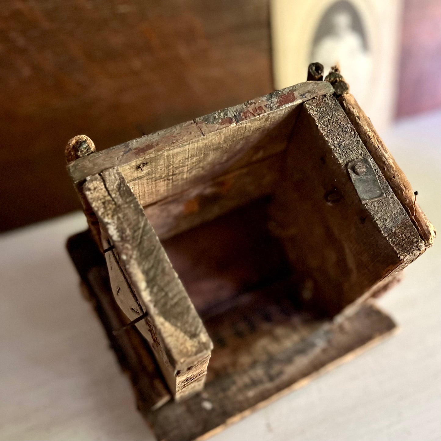 Handmade Rustic Birdhouse with Frozen Charlotte Detail