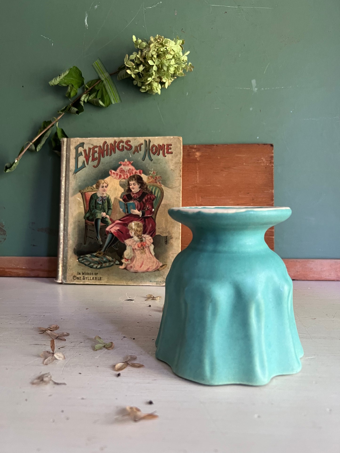 Early Matte Green Brush Pottery Footed 4” Jardiniere Planter