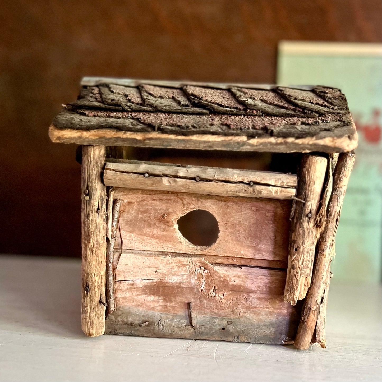 Handmade Rustic Birdhouse with Frozen Charlotte Detail