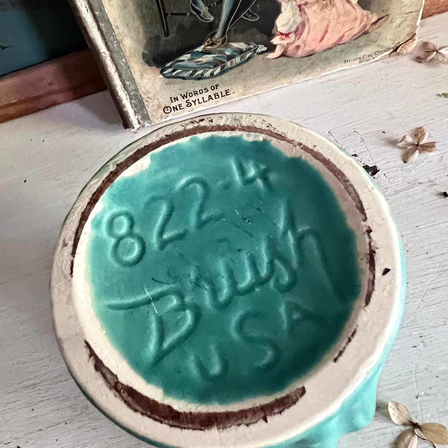 Early Matte Green Brush Pottery Footed 4” Jardiniere Planter