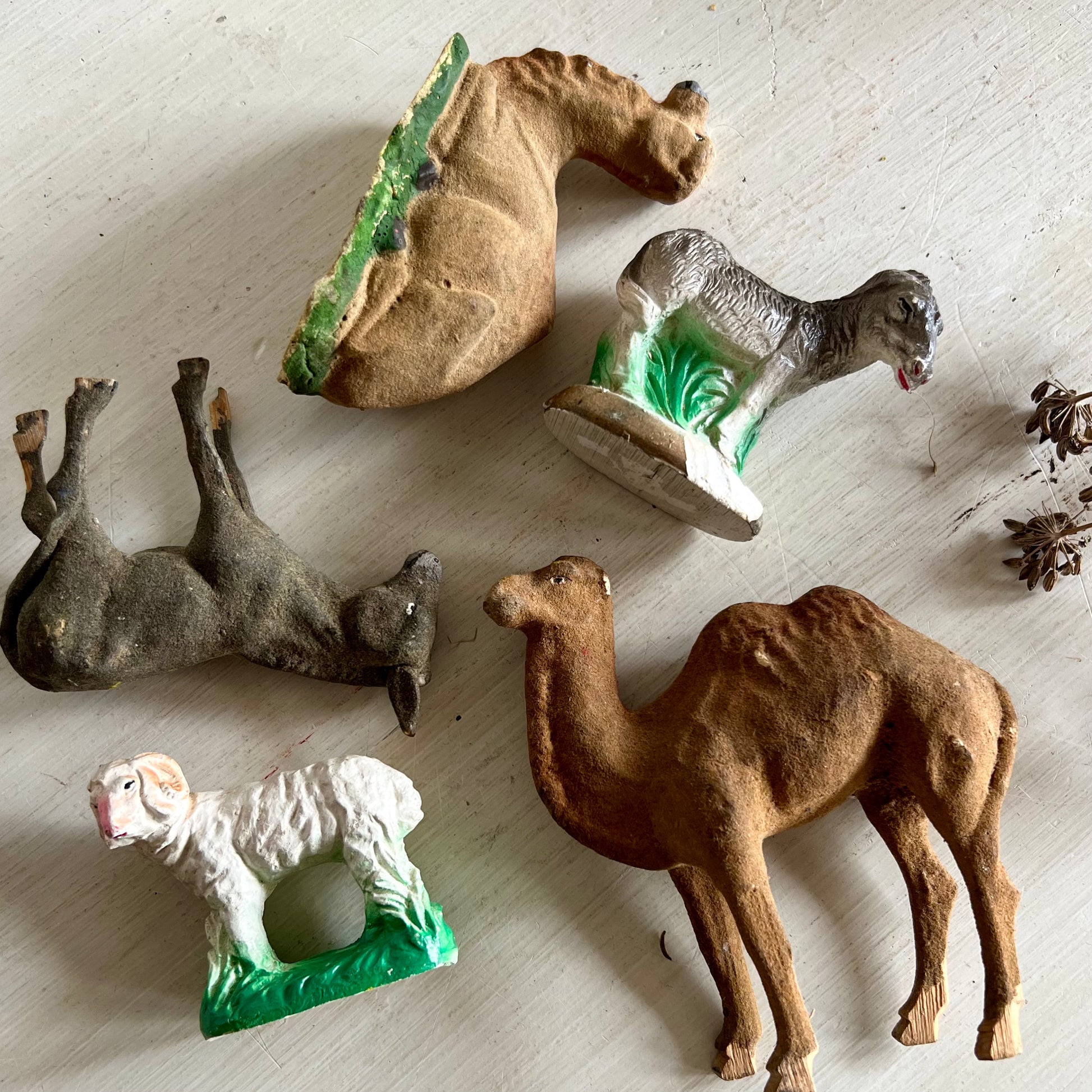 Vintage Wood and Cardboard Nativity Scene