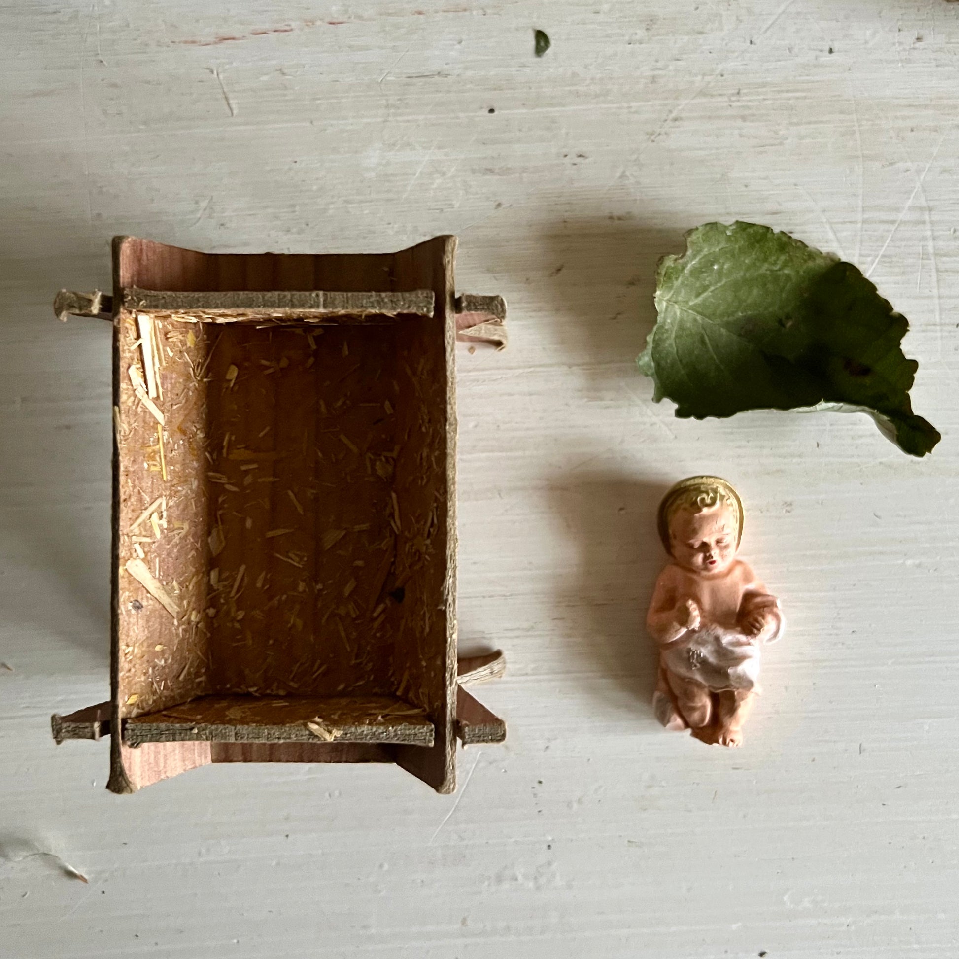 Vintage Wood and Cardboard Nativity Scene