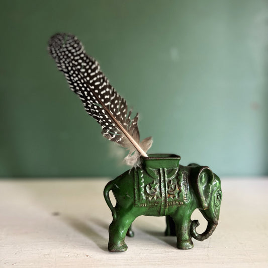 Old Green Cast Iron Elephant Coin Bank (c.1920s)