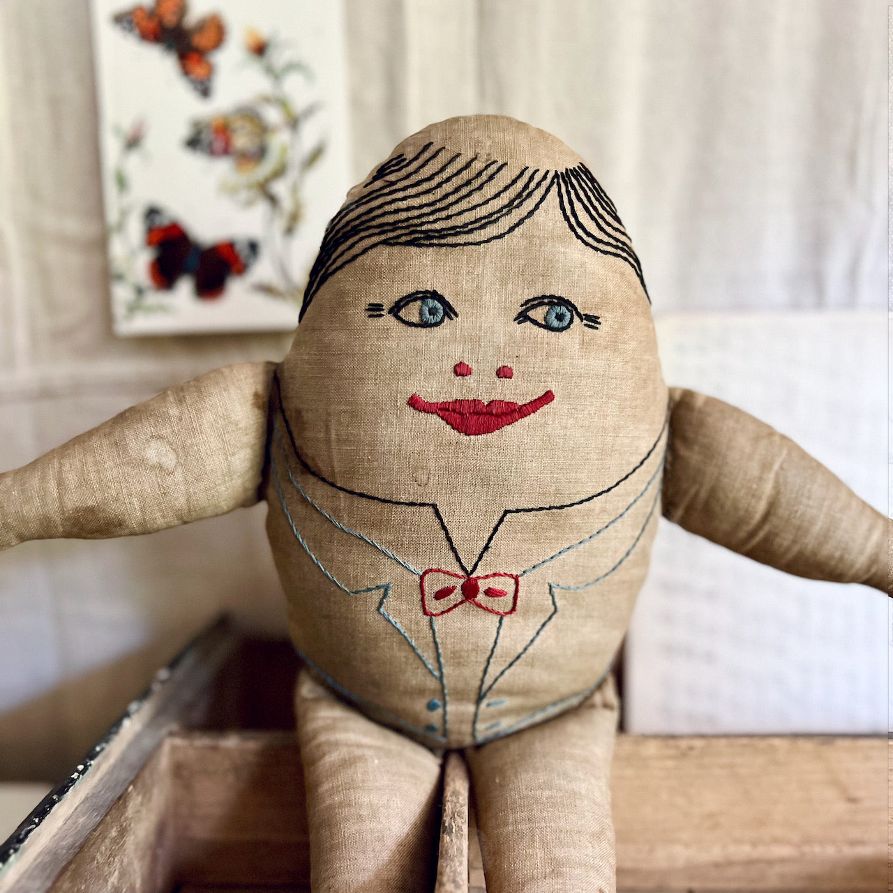 Old Hand Sewn Humpty Dumpty Cloth Doll
