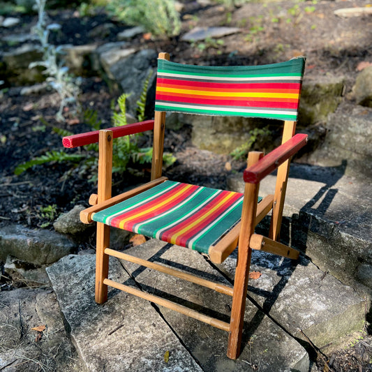 Vintage Striped Child's Folding Camp Chair