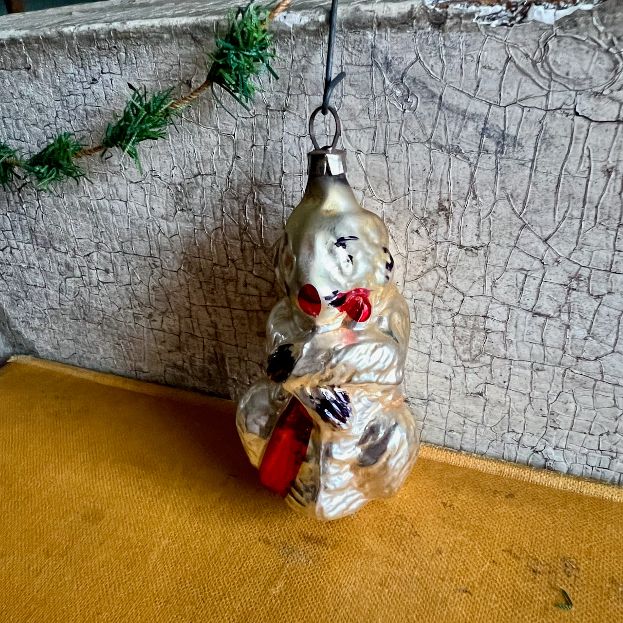Trio of Early Silvered Figural Christmas Ornaments