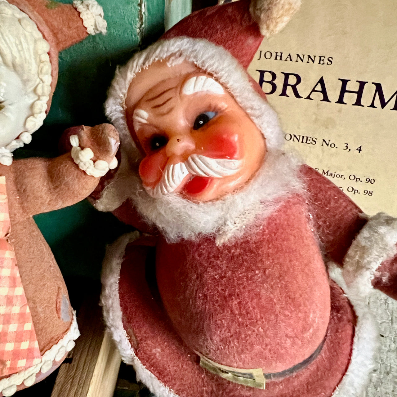 Weathered and Worn Flocked Santas and Mrs. Claus