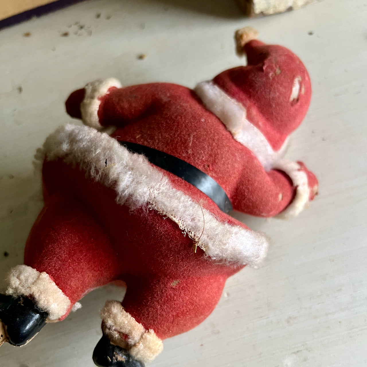 Weathered and Worn Flocked Santas and Mrs. Claus