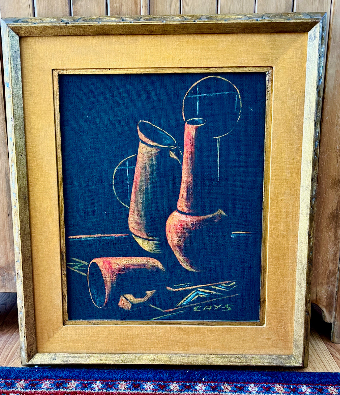 Pair of Cay-Skot Mid Century Vessel Still Life Oil Paintings