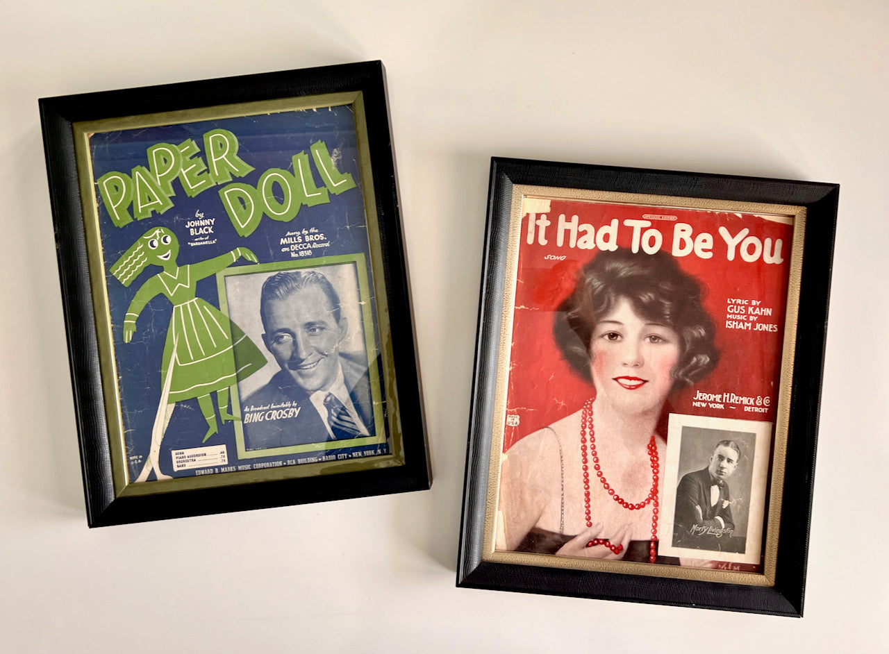 Framed Vintage Sheet Music, It Had To Be You & Paper Doll