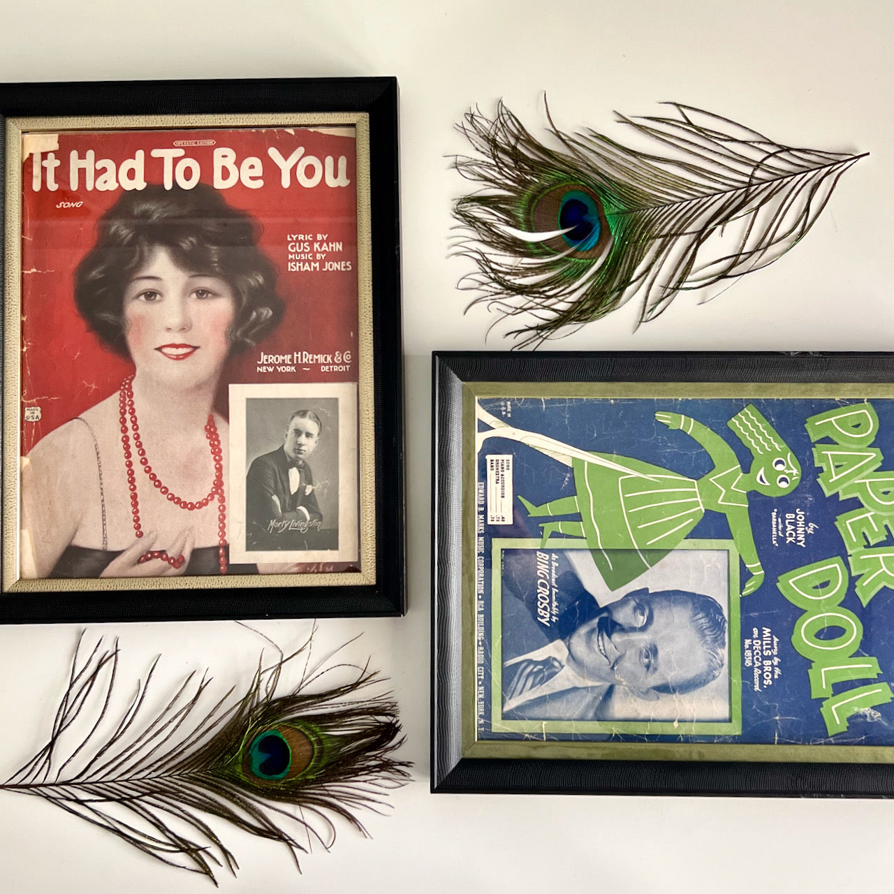 Framed Vintage Sheet Music, It Had To Be You & Paper Doll
