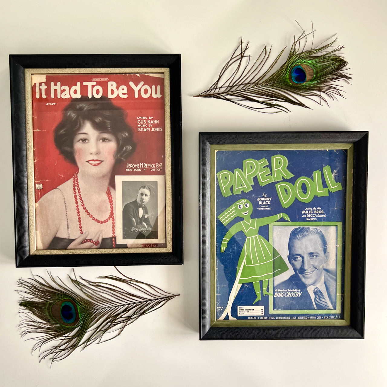 Framed Vintage Sheet Music, It Had To Be You & Paper Doll