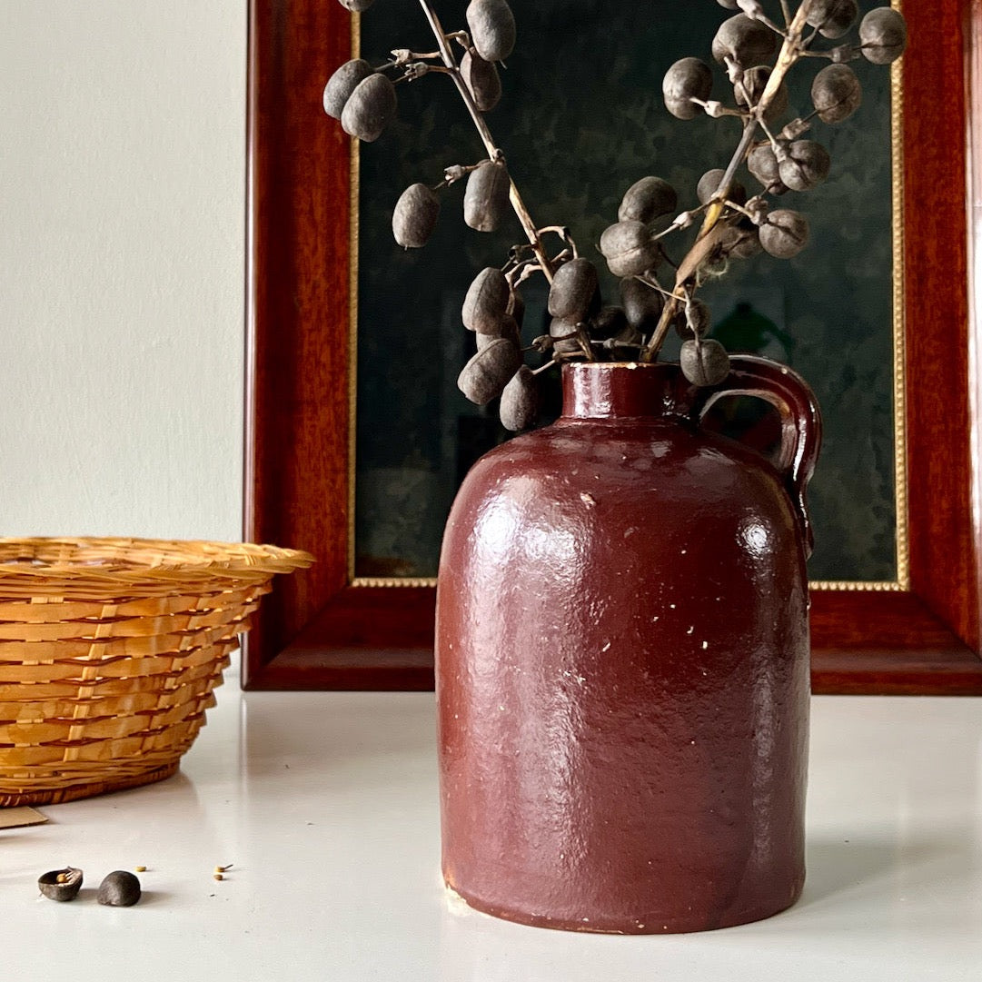 Modern Farmhouse Brown Glaze Stoneware Jug