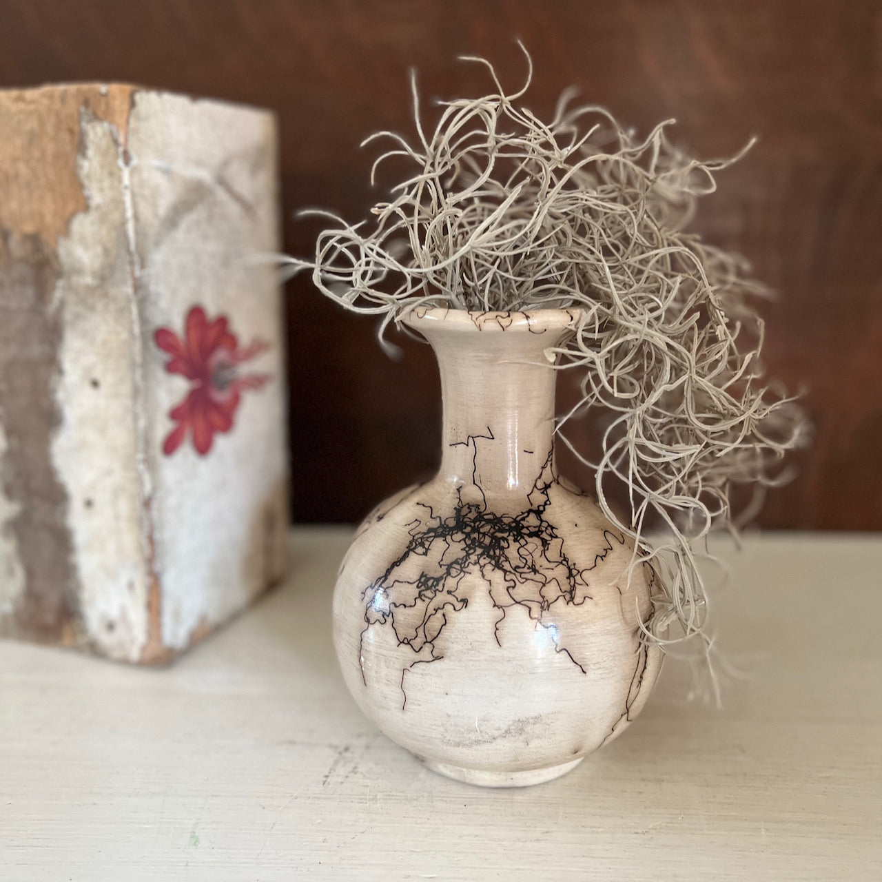 Native American Horsehair Raku Pottery Vase