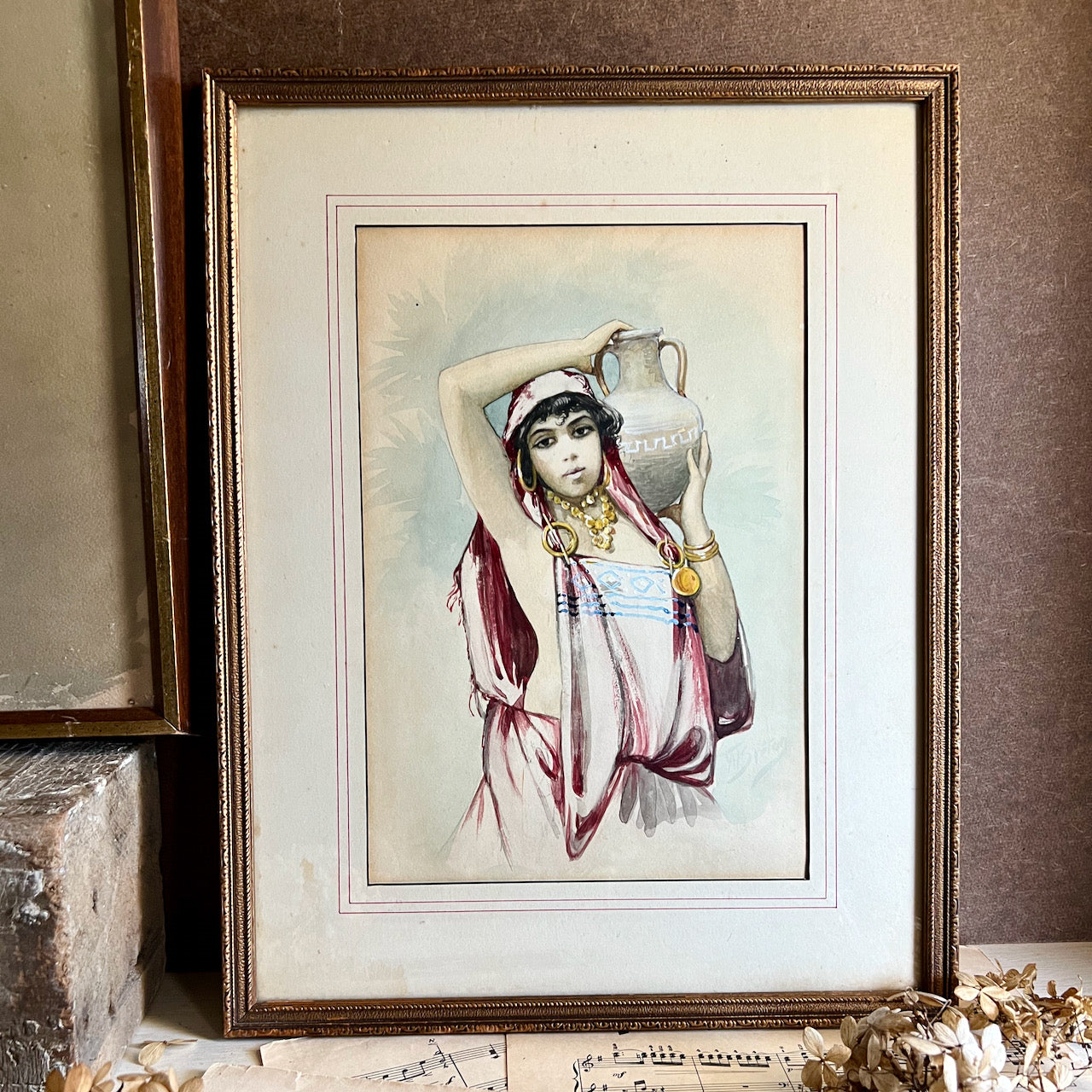 Watercolor Portrait Paintings of Young Romani Women (20th C.)