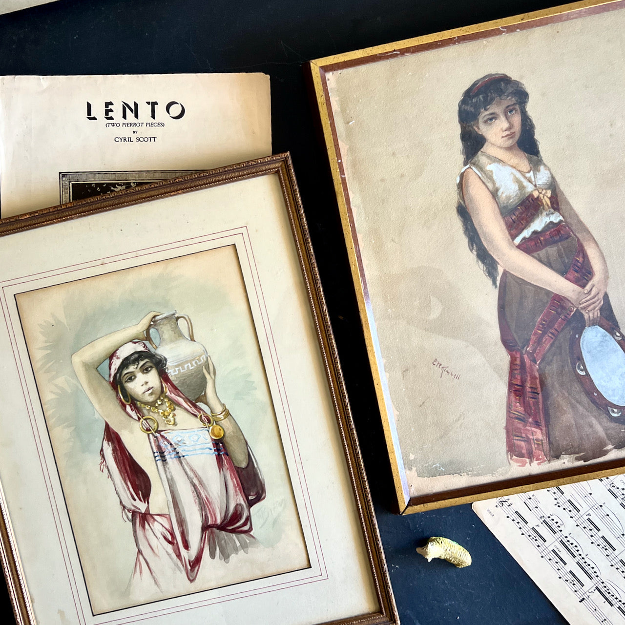 Watercolor Portrait Paintings of Young Romani Women (20th C.)