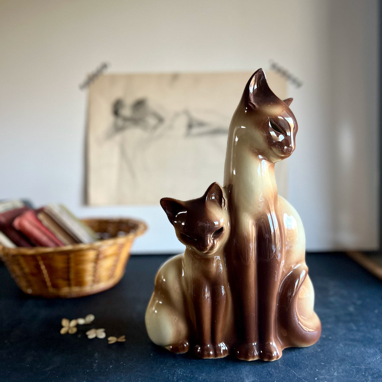 Mid Century 1950s Siamese Cat TV Lamp