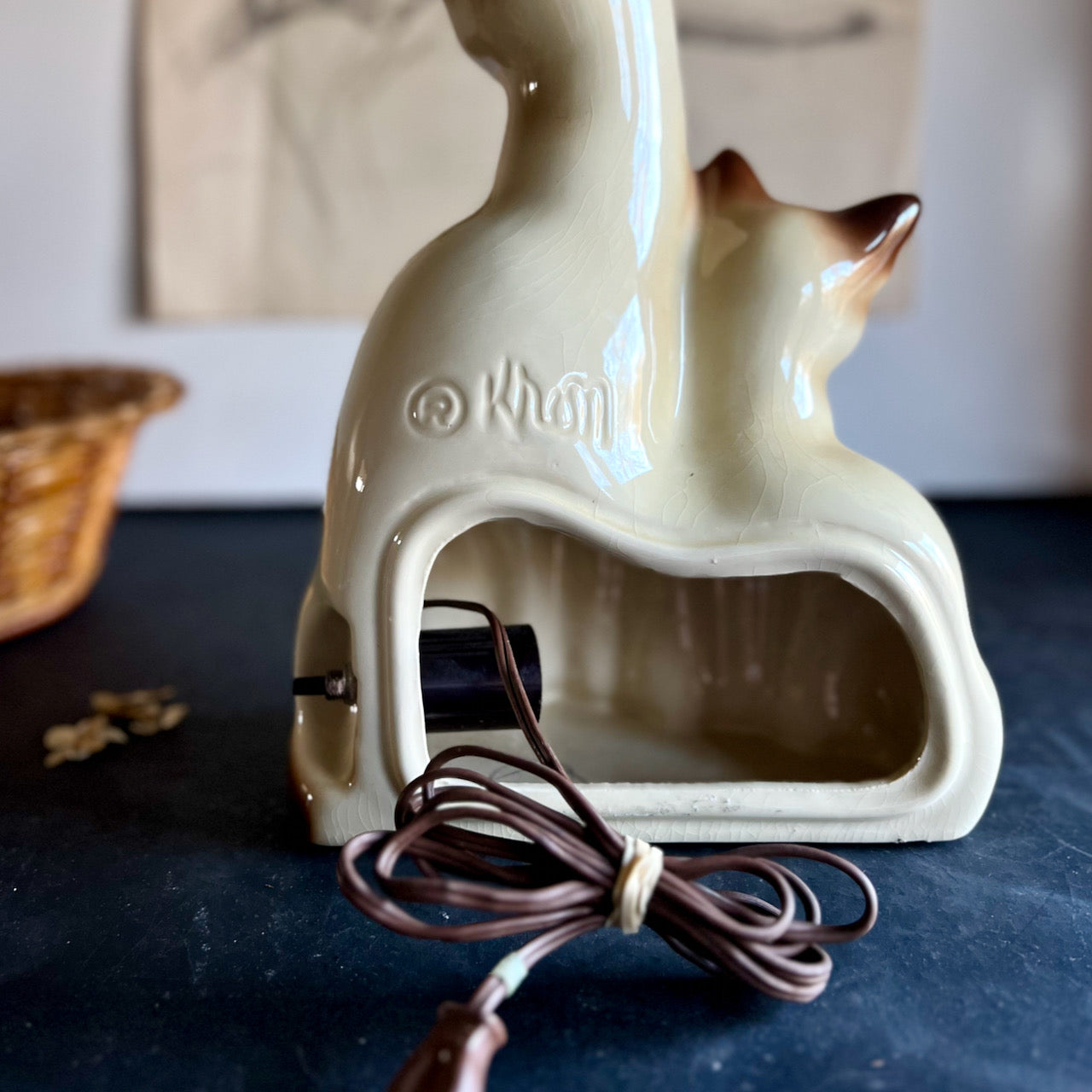 Mid Century 1950s Siamese Cat TV Lamp