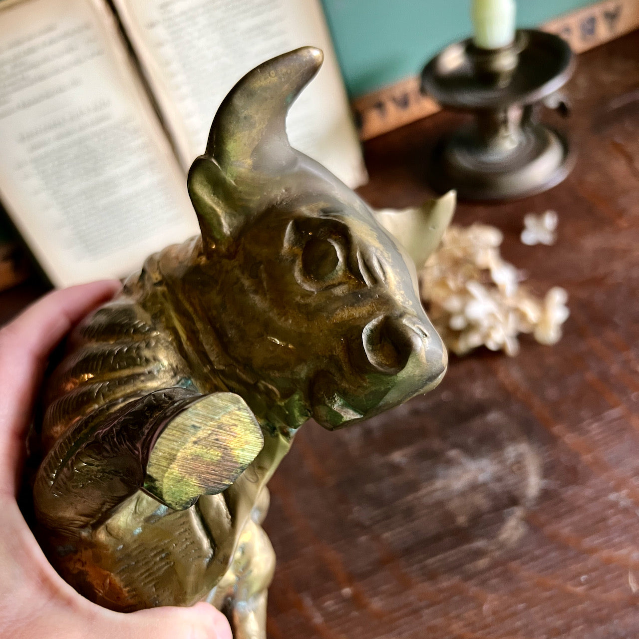 Vintage Brass Bull Sculpture