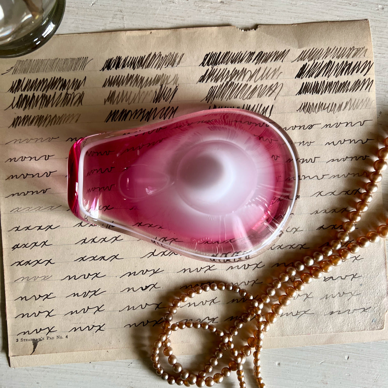 Swedish Modernist Flygors Pink Art Glass Trinket Dish (c.1958)