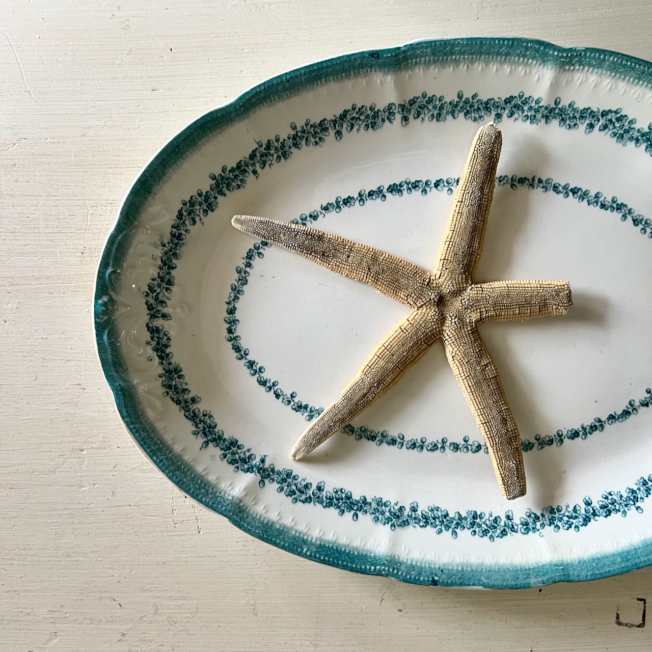 19th Century New Wharf Pottery Teal Transferware Platter