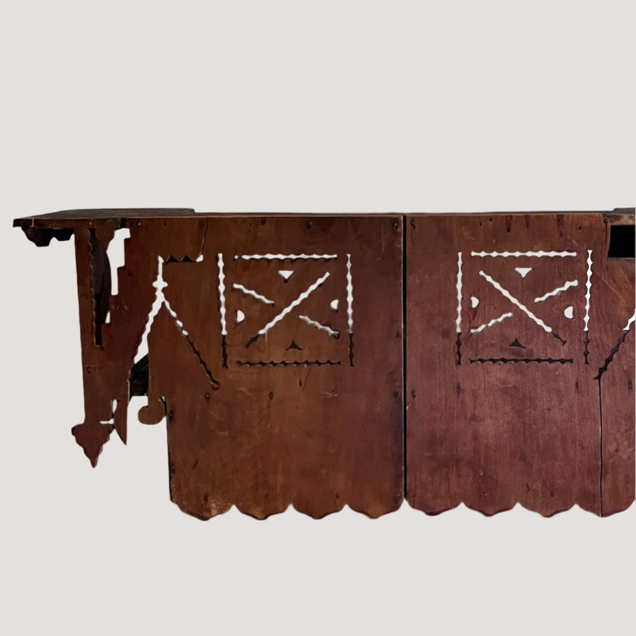 Early Bench Made Wooden Wall Shelf with Box (c.1800s)