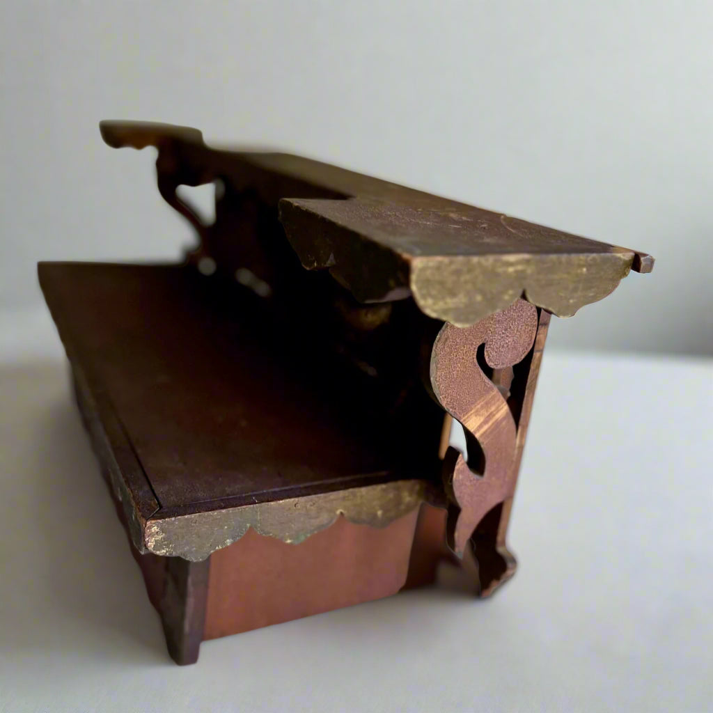 Early Bench Made Wooden Wall Shelf with Box (c.1800s)