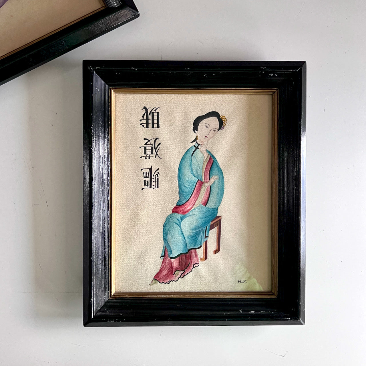 Pair of Early Asian Women Watercolor Paintings