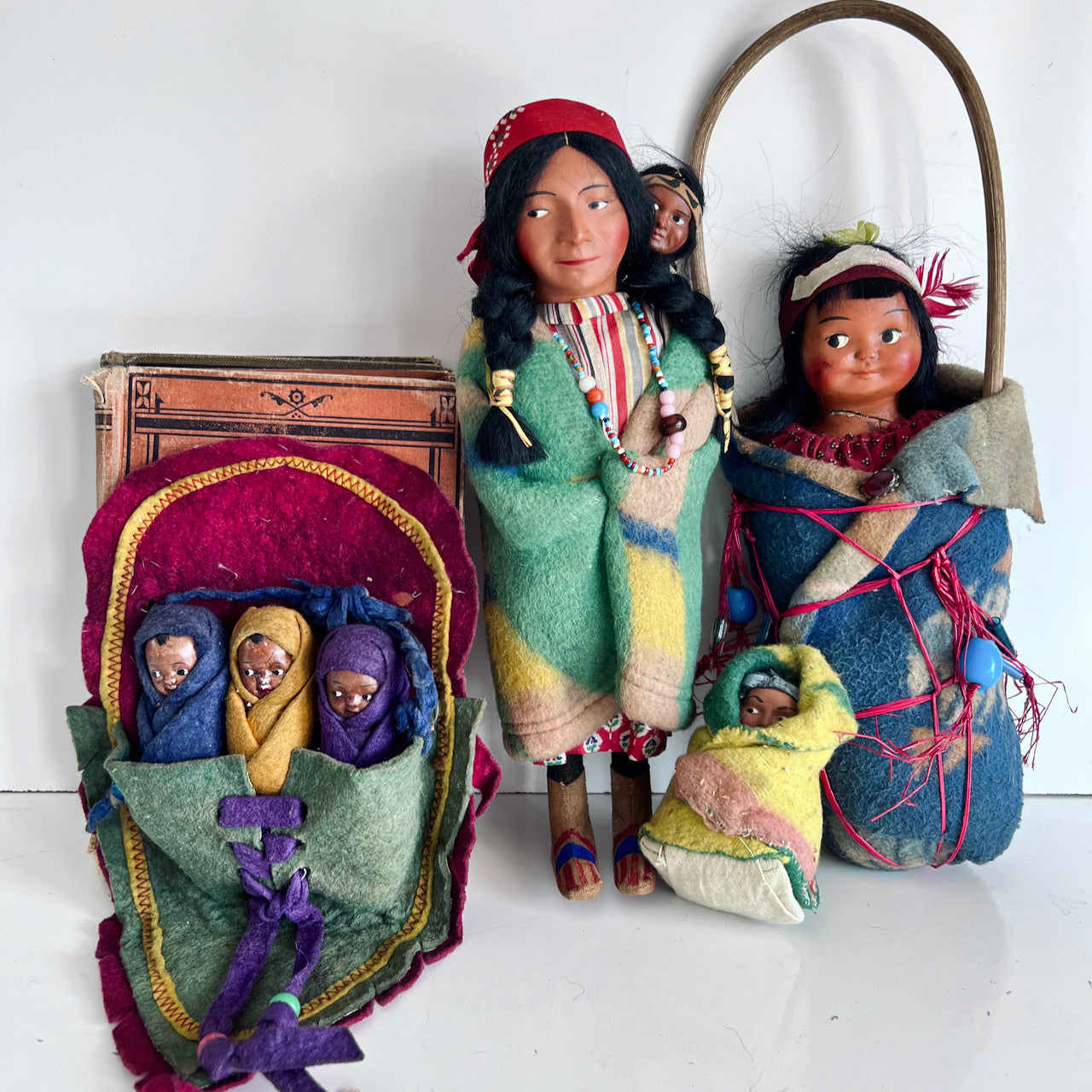 Vintage Native American Skookum Character Doll Collection