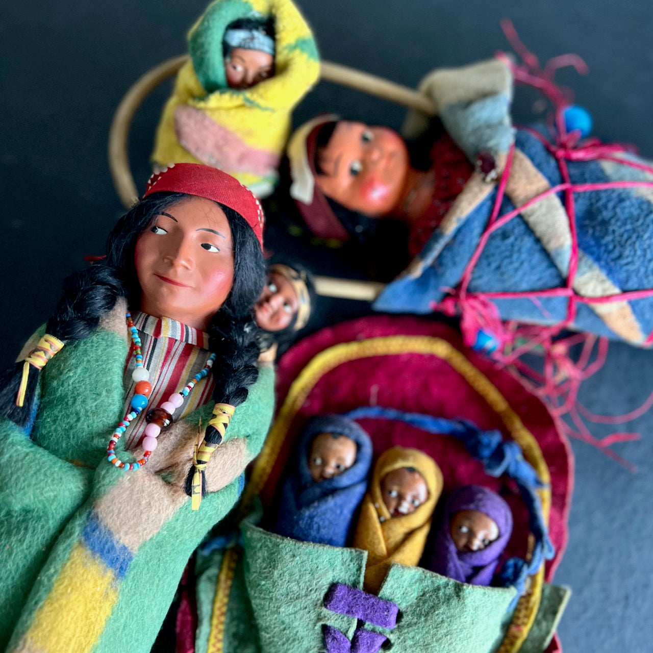 Vintage Native American Skookum Character Doll Collection