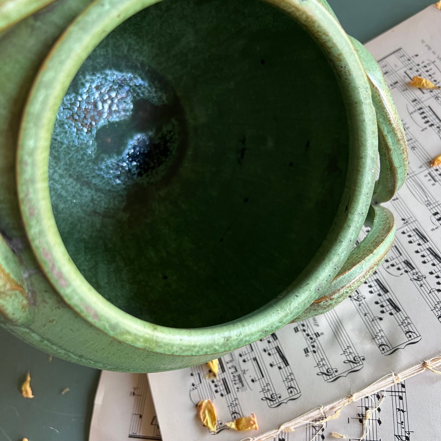 Royal Crown Pottery Green Four Handled Urn, c.1930s