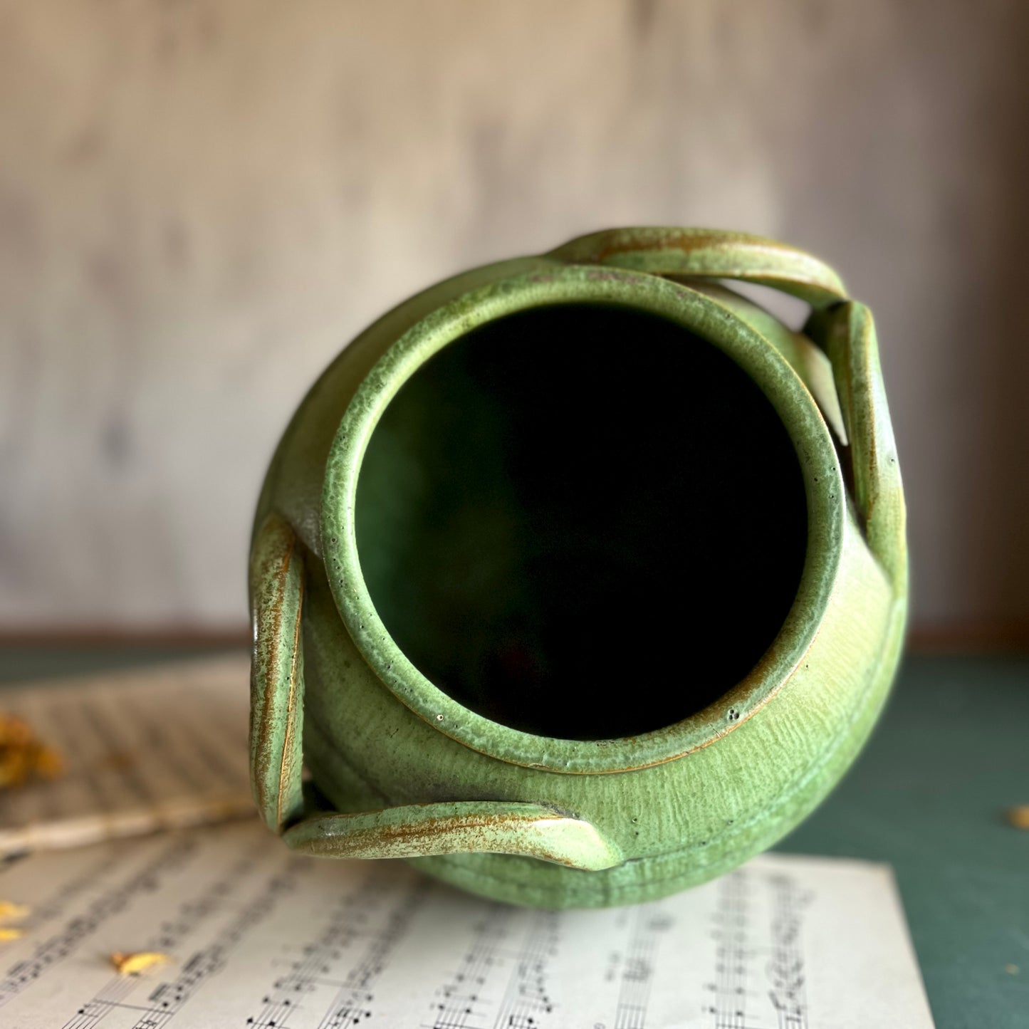 Royal Crown Pottery Green Four Handled Urn, c.1930s