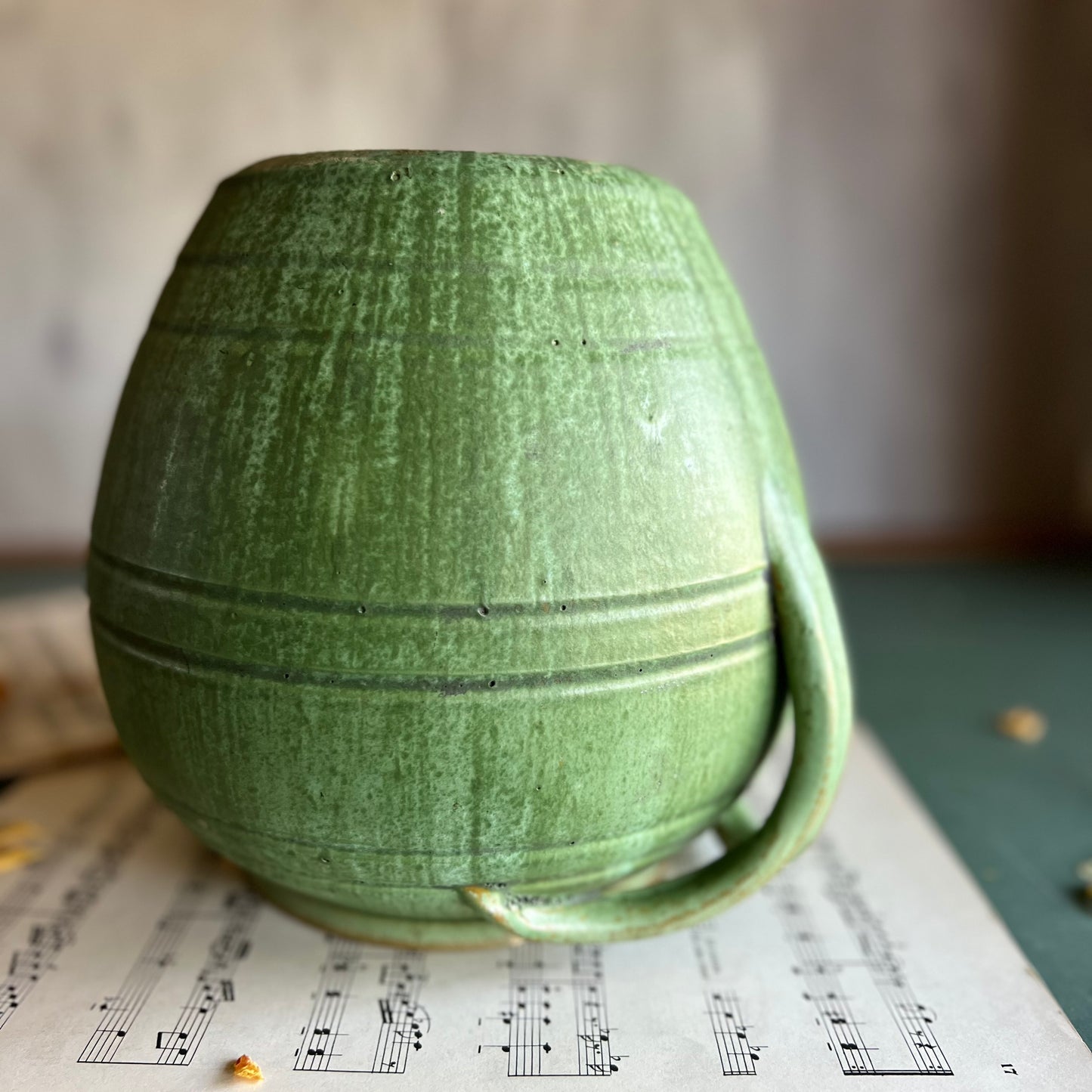 Royal Crown Pottery Green Four Handled Urn, c.1930s