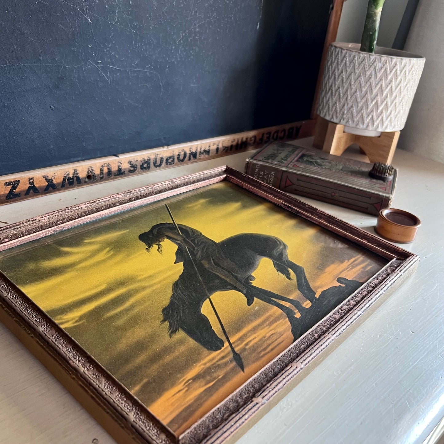 Vintage Framed Lithograph End of the Trail, c.1930s