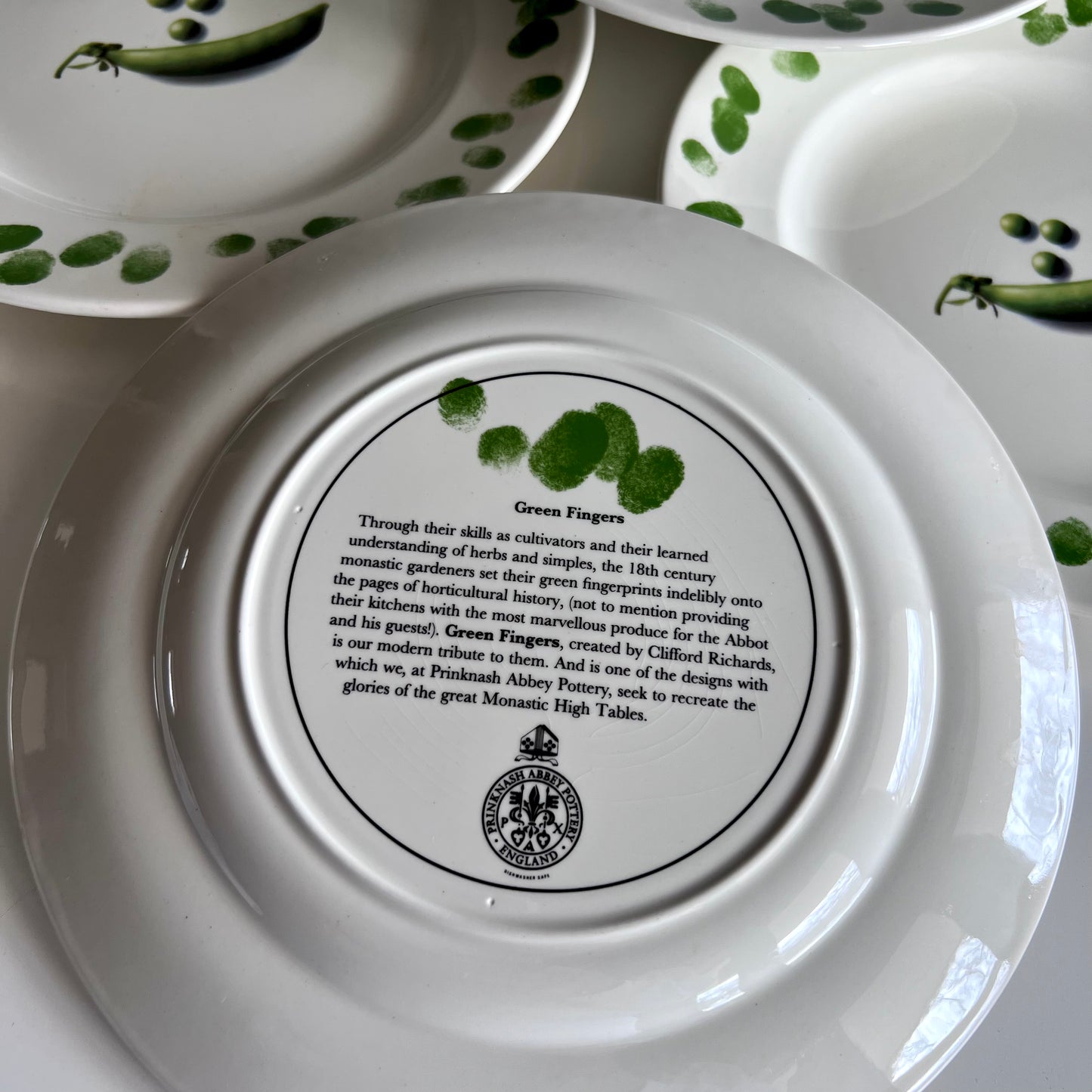 Prinknash Abbey Pottery Green Fingers Pea Plates