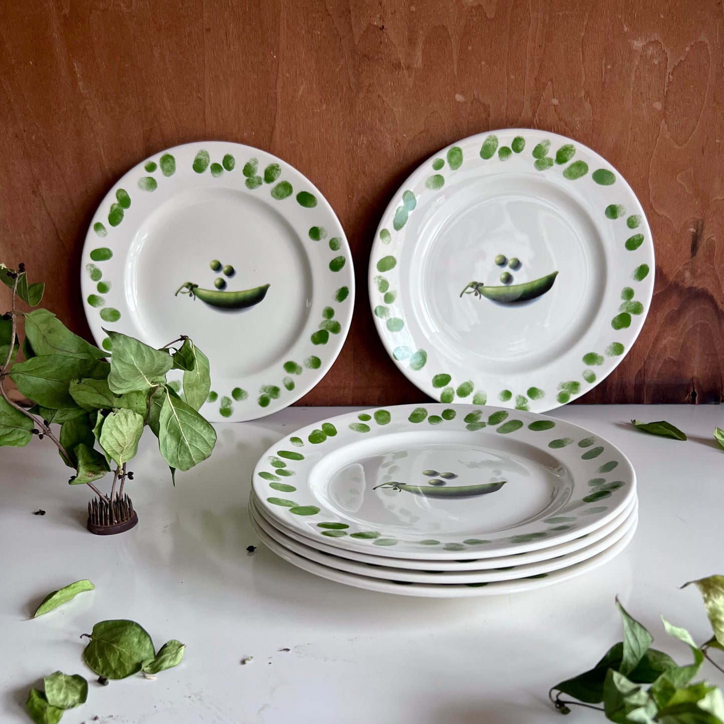 Prinknash Abbey Pottery Green Fingers Pea Plates