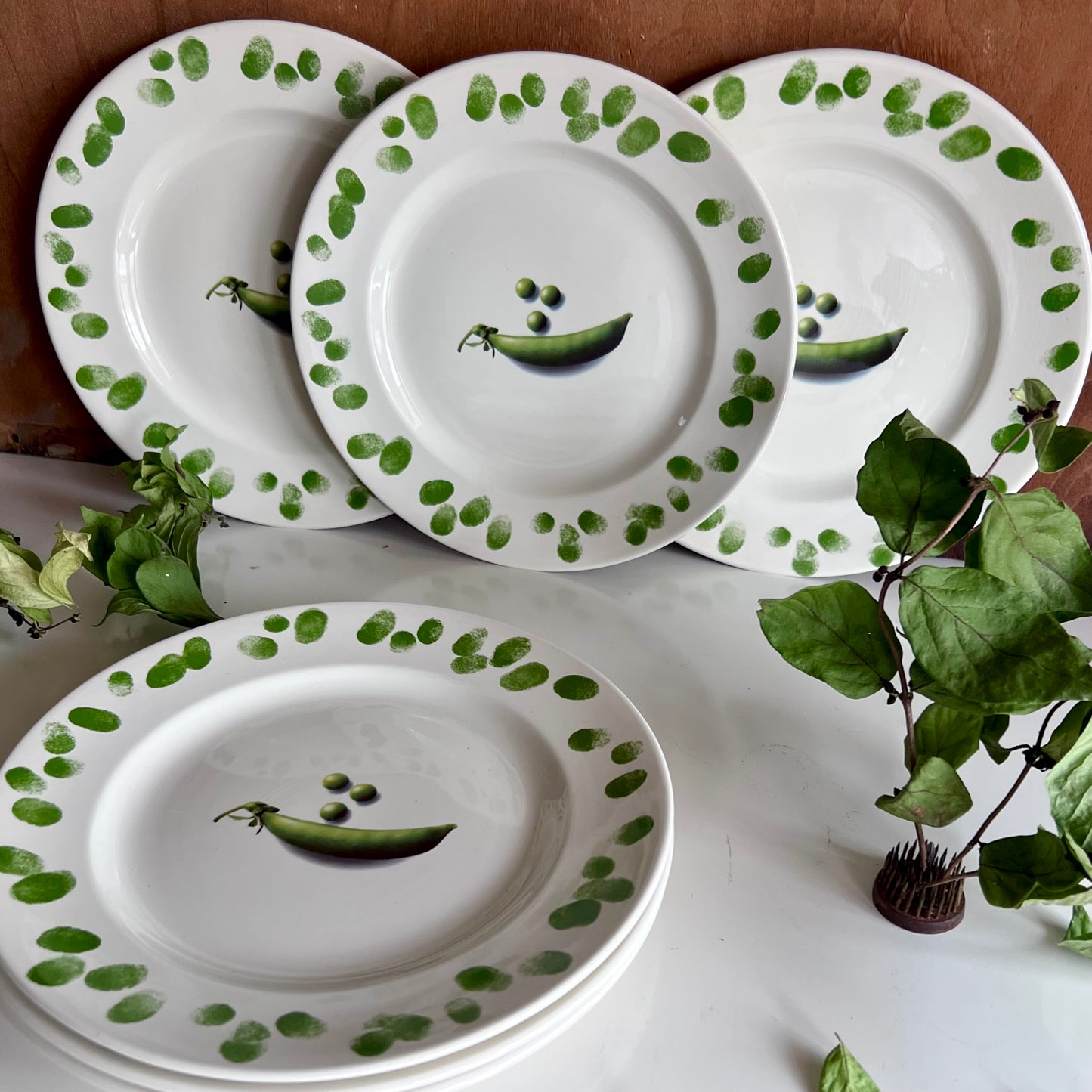 Prinknash Abbey Pottery Green Fingers Pea Plates