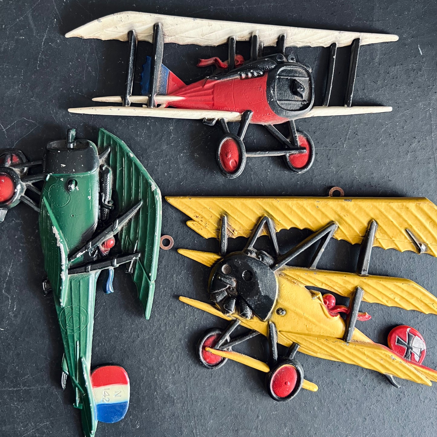 HOMCO WWII Cast Aluminum Fighter Plane Wall Plaques, Set of 3