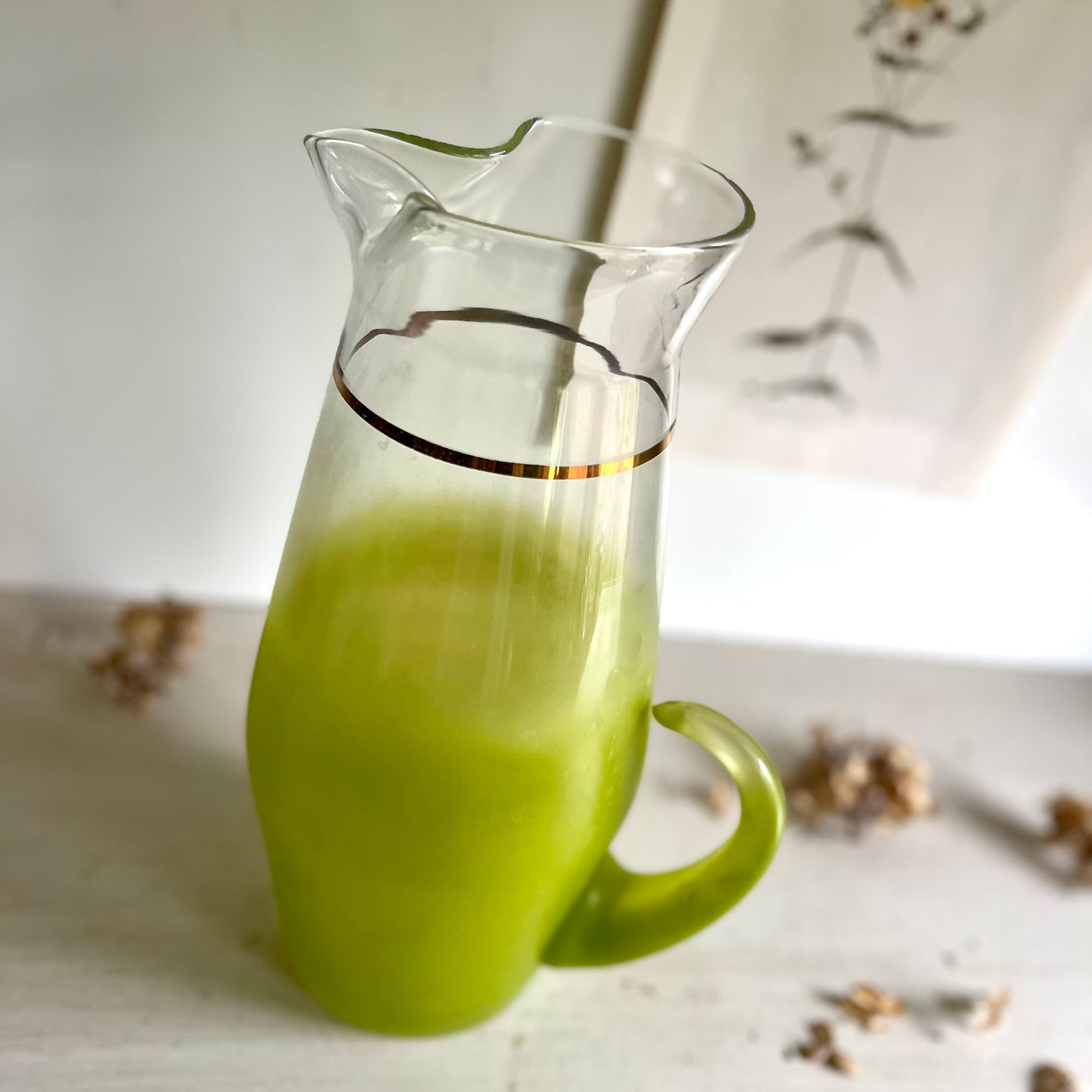 1960s Mid Century Blendo Frosted Pitcher and Glasses Set