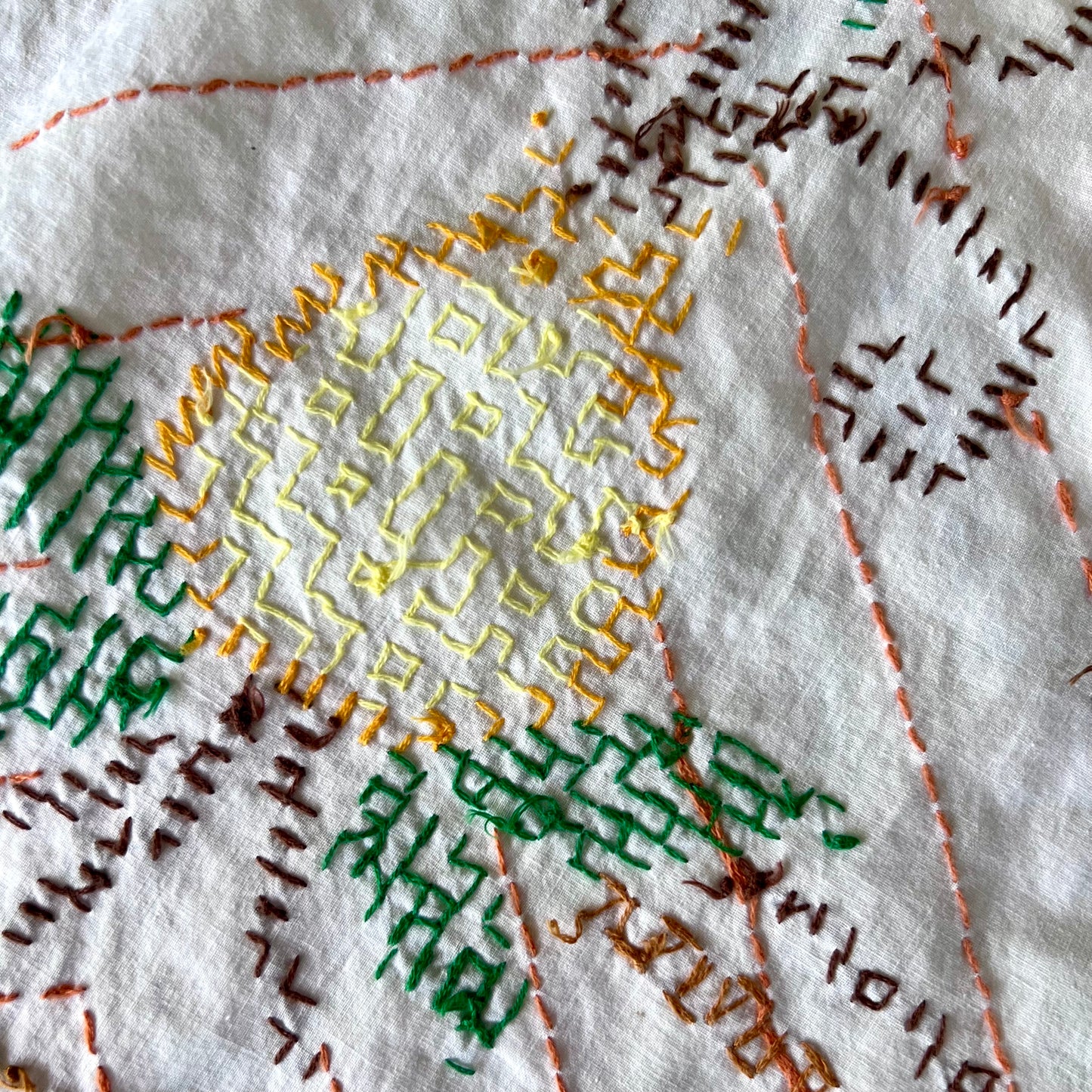 1940s Hand Embroidered Soft Cotton Coverlet
