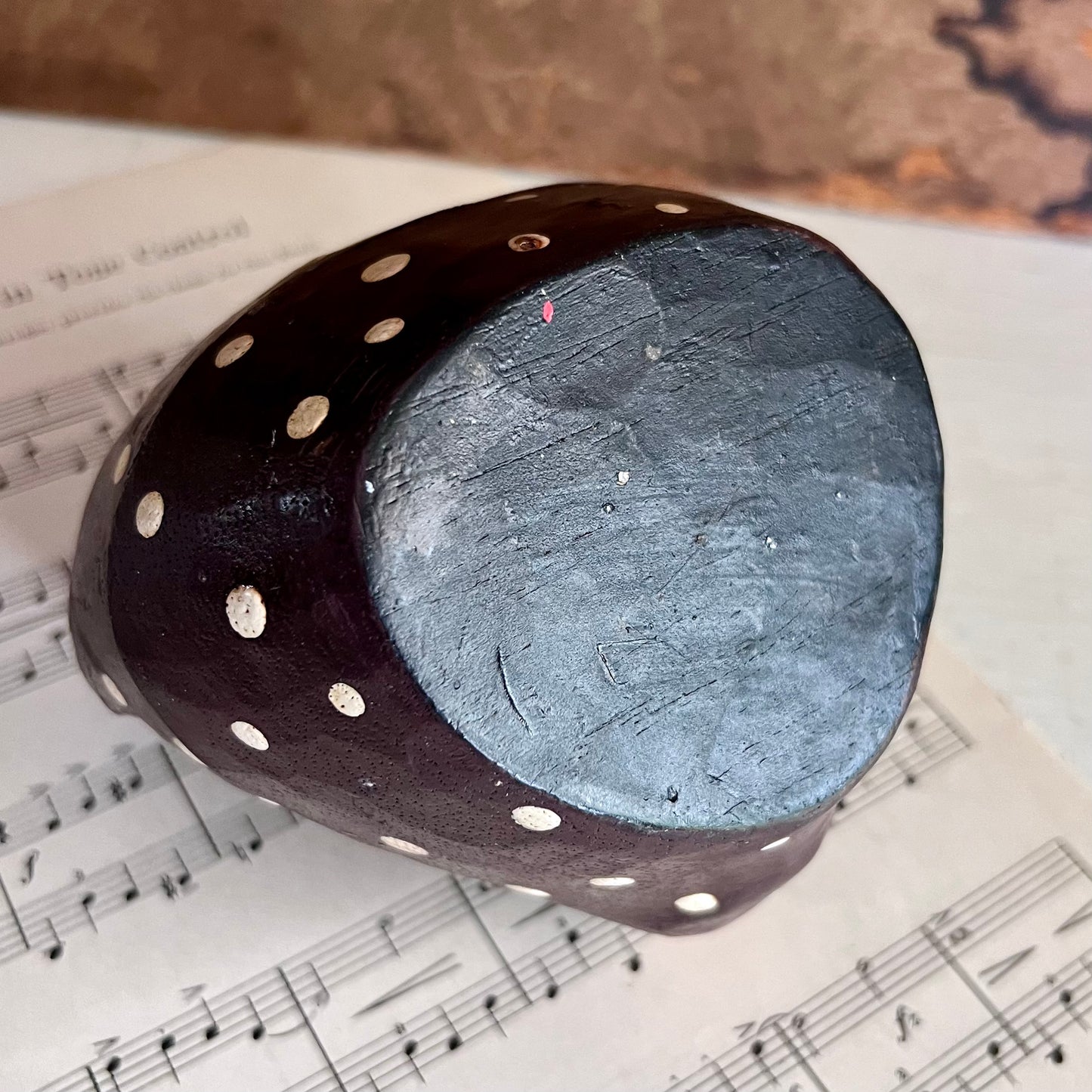 Vintage Folk Art Polka Dot Cat Head Box