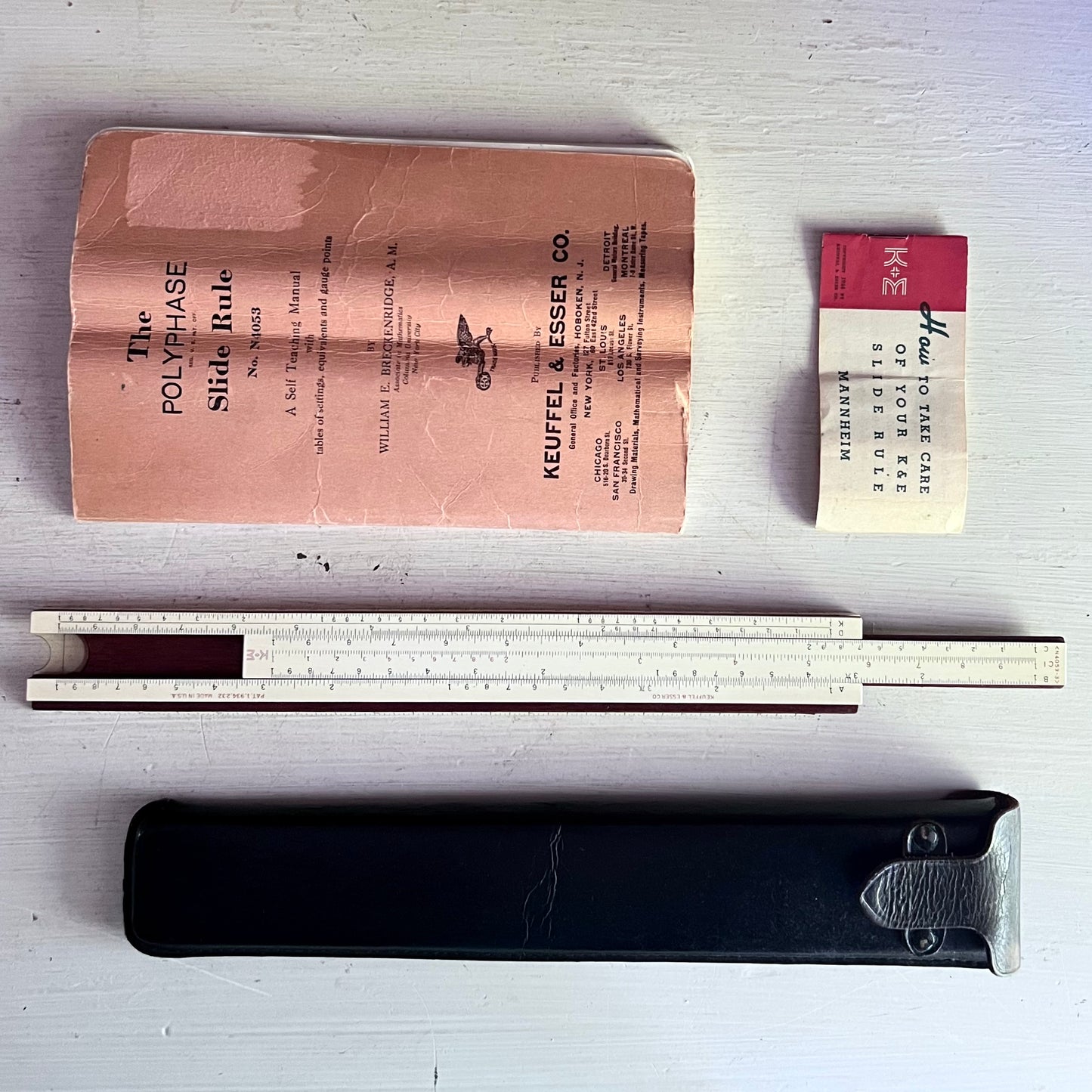 Keuffel & Esser Polyphase Slide Rule with Case and Instruction Manual