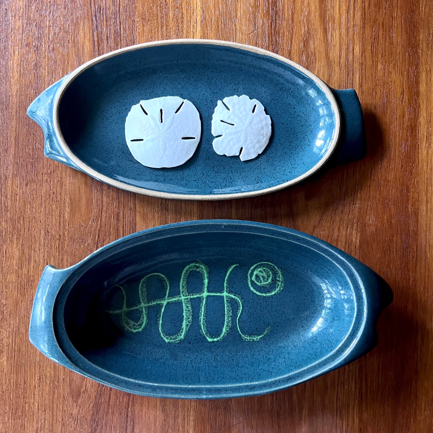 Mid Century Modern Glidden Pottery Fish Serving Dish with Lid