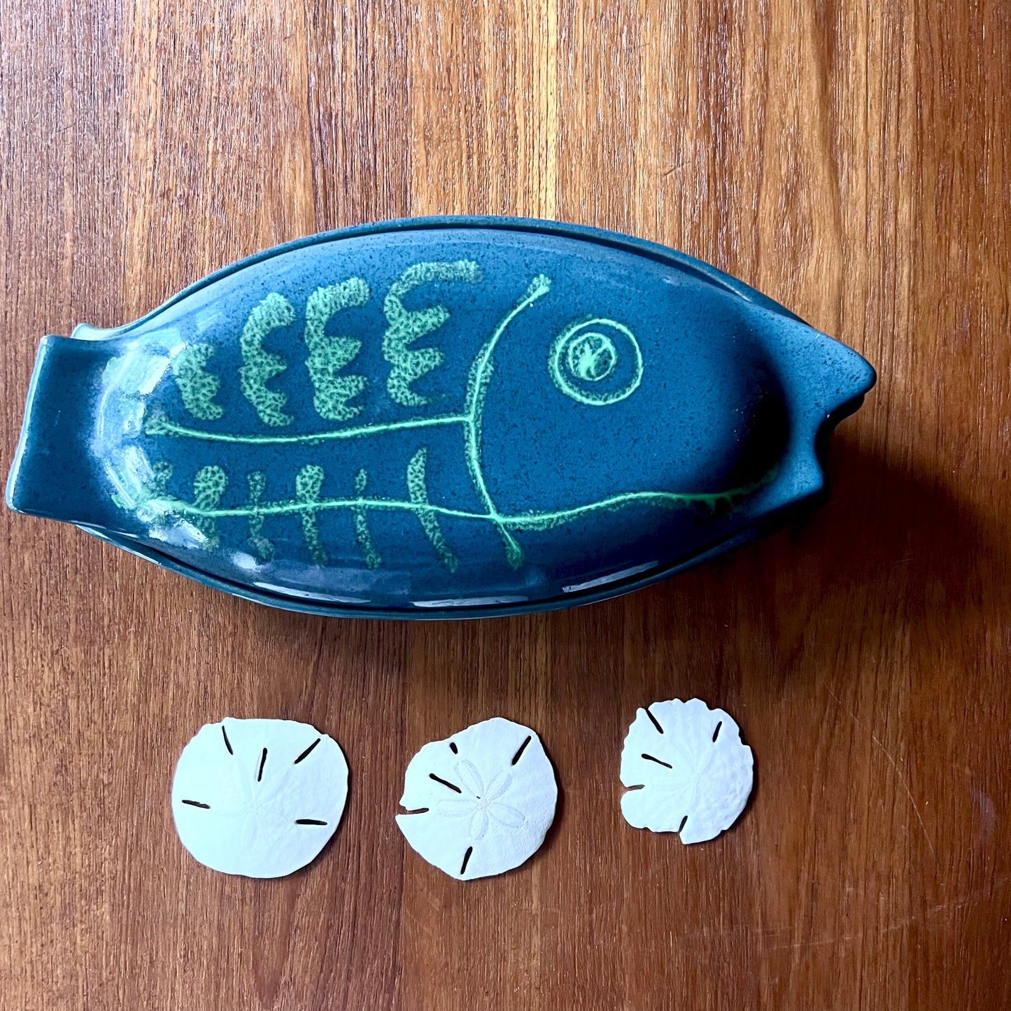Mid Century Modern Glidden Pottery Fish Serving Dish with Lid
