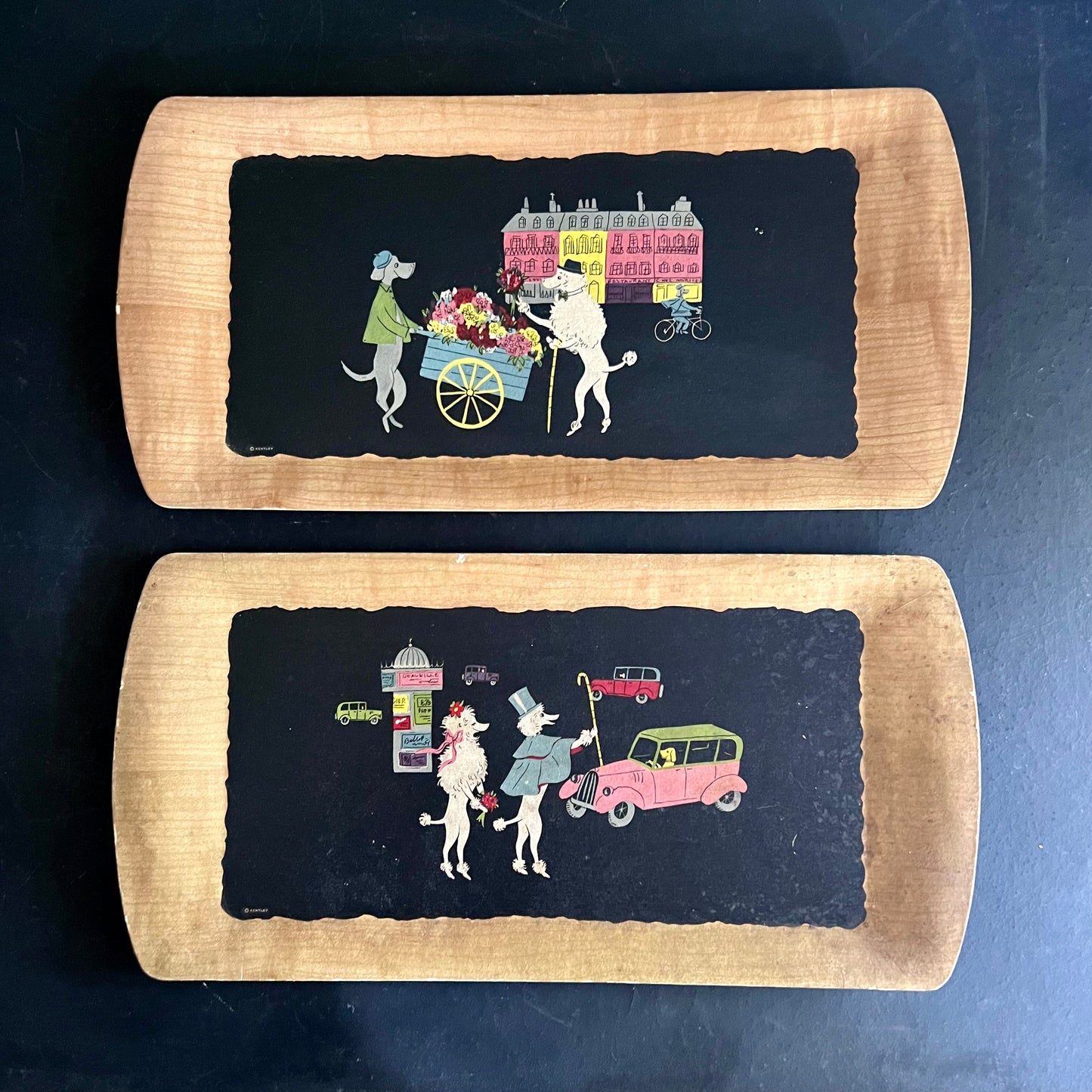 1950s Kentley Fifi and Pepe Kitschy Poodle Tray Set