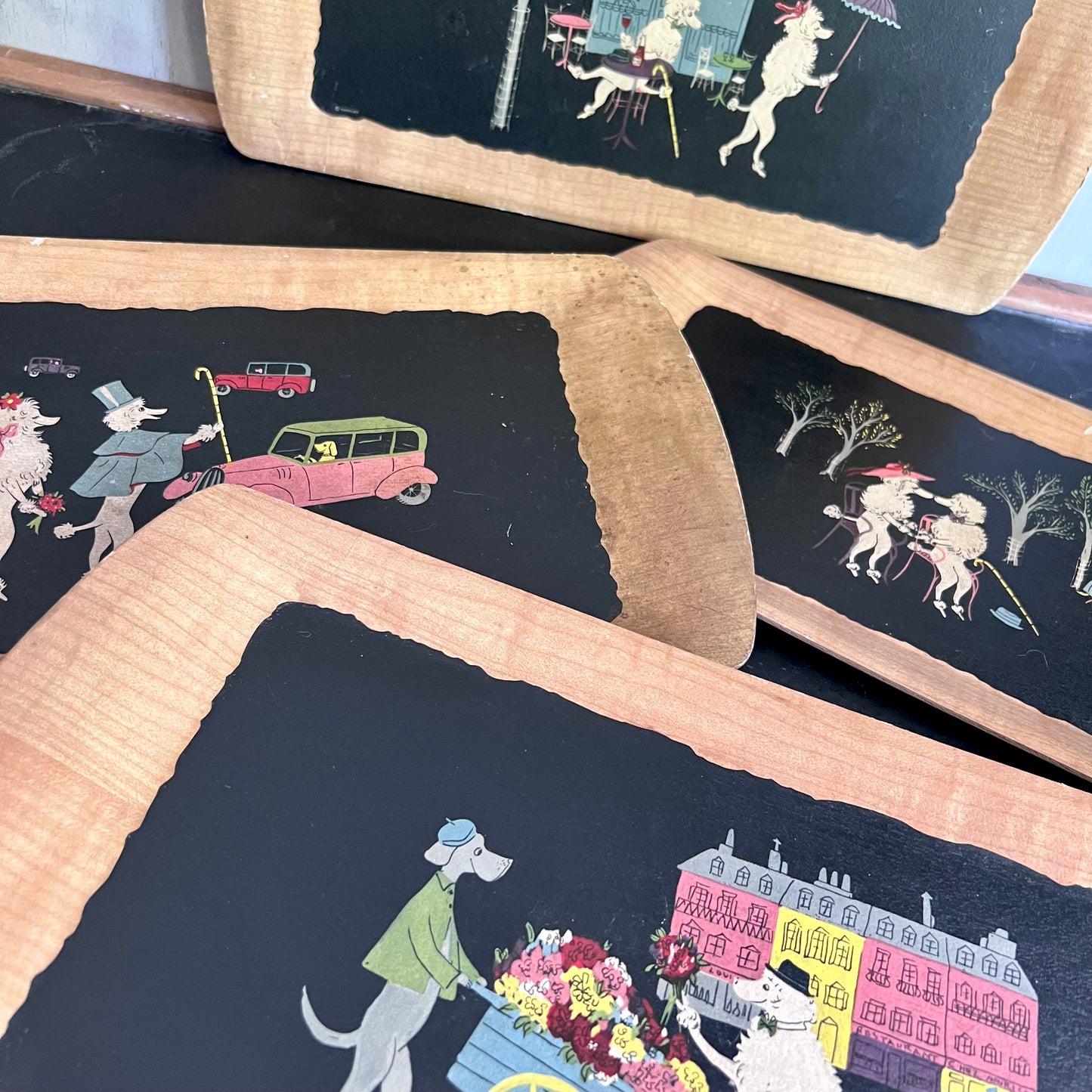 1950s Kentley Fifi and Pepe Kitschy Poodle Tray Set
