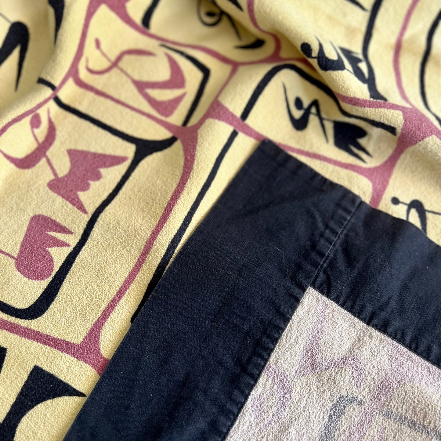 Mid Century MCM John Little Ballet Dancers Barkcloth Tablecloth, 1950s